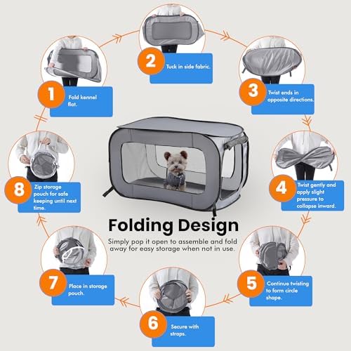 Portable Collapsible Pop Up Kennel, 32.5"L x 19.5"W x 19.5"H - Image 5