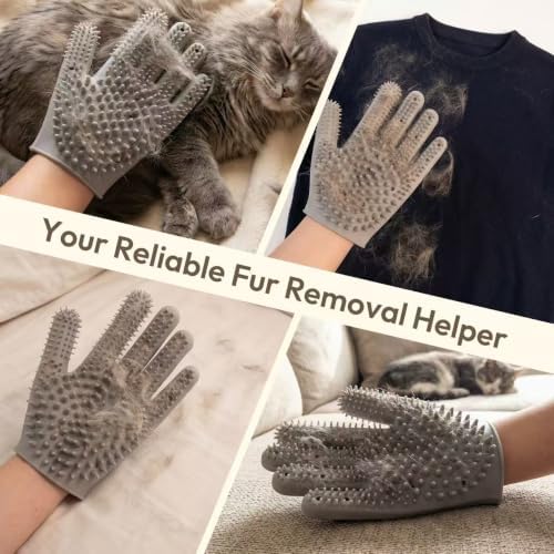Pet Grooming Gloves for Cats & Dogs, Silicone Pet Hair Removal Glove for Bathing - Image 6