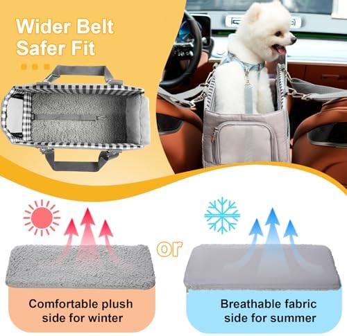 Console Dog Car Seat for Small Dogs Cats Up to 11lbs, Anti-Collapse Pet Armrest - Image 5