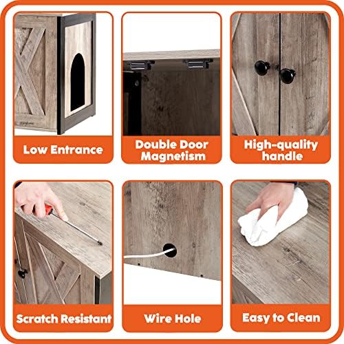 DWANTON Cat Litter Box Enclosure, Hidden Litter Box Furniture, 27.6 Inches - Image 5