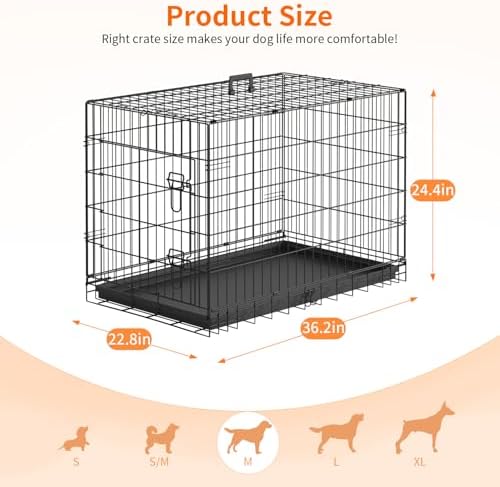 FDW | 36" Foldable Metal Dog Crate | Dark Black | Cage - Image 6