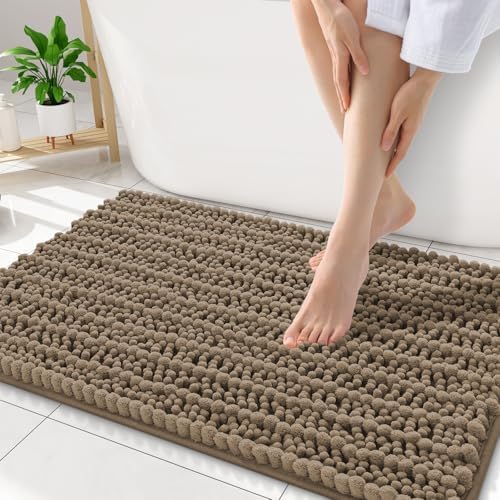 Smiry Bathroom Rugs 34X21, Extra Soft Rubber Backing Chenille Bath Mats by Smiry