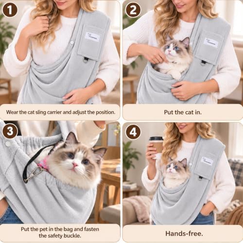 Cat Sling Carrier & Pet Sling for Small Dogs & Cats 3-14 lbs - Image 5