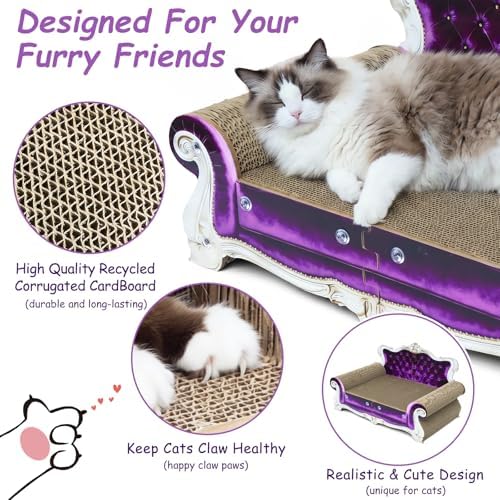 Luxury Cardboard Cat Scratcher Sofa Bed, Couch Shaped Cat Scratching Board - Image 2