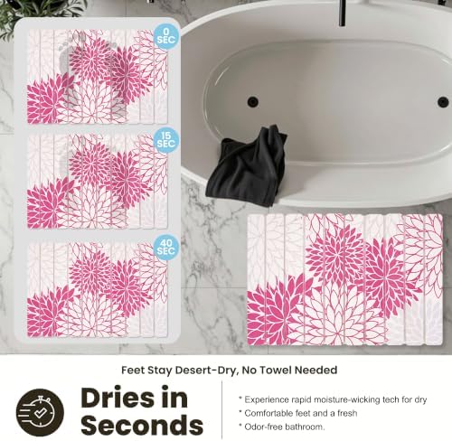 Pink Floral Quick Dry Diatomaceous Earth Stone Bath Mat - Image 2