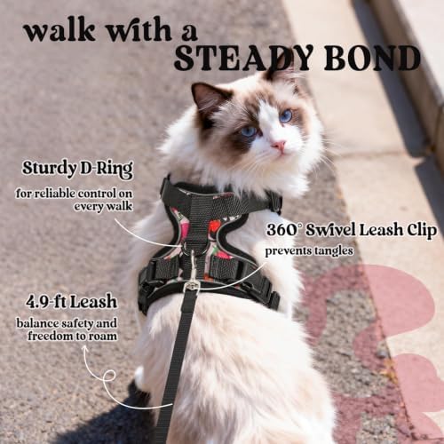 rabbitgoo Cat Harness and Leash Set, Escape Proof Vest, Berry Pounce - Image 5