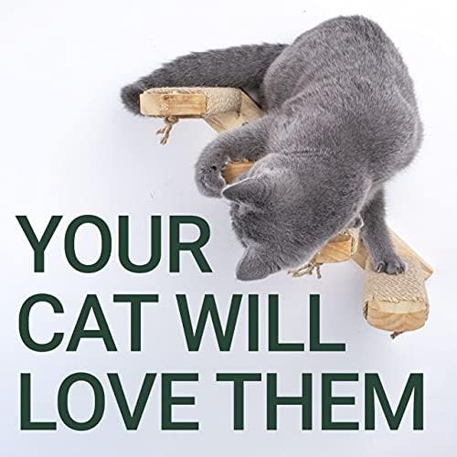 Cat Wall Steps - Solid Rubber Wood Cat Stairs - Right Left - Image 2