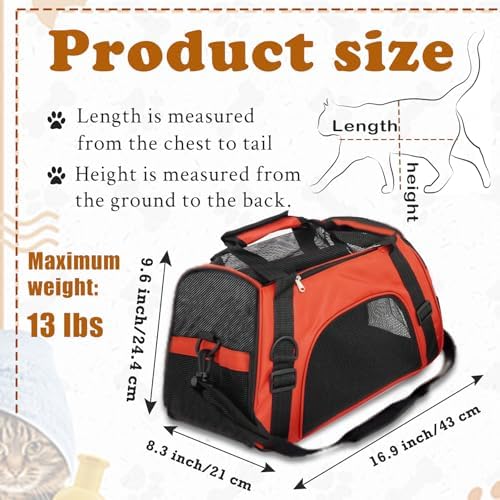 6 Pcs Cat Carrier 16.9 x 9.6 x 8.3 Inch Portable Soft-Sided Pet Carrying Bag - Image 2