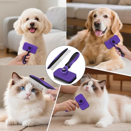 2PCS Self Cleaning Slicker Brush & Dog Comb - Image 6