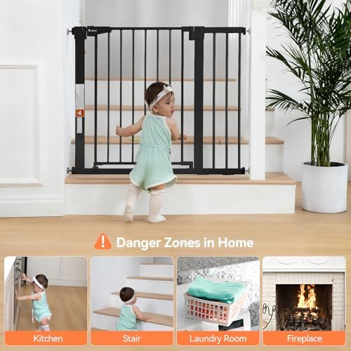 COMOMY 30" Tall Baby Gate for Stairs Doorways, Fits 29.5" to 40.5" Openings - Image 3