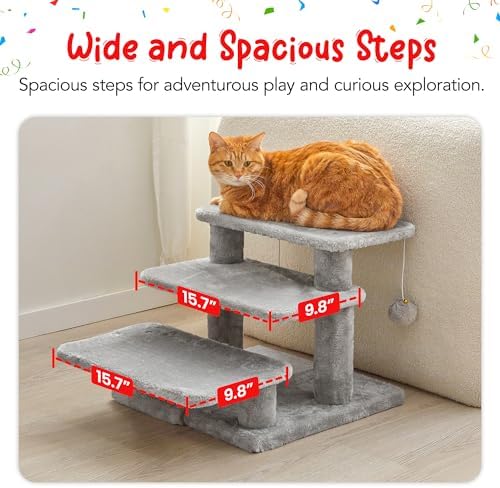 15''H Multi-Step Pet Stairs for High Beds & Sofas, 3-Step Cat Stairs - Image 4