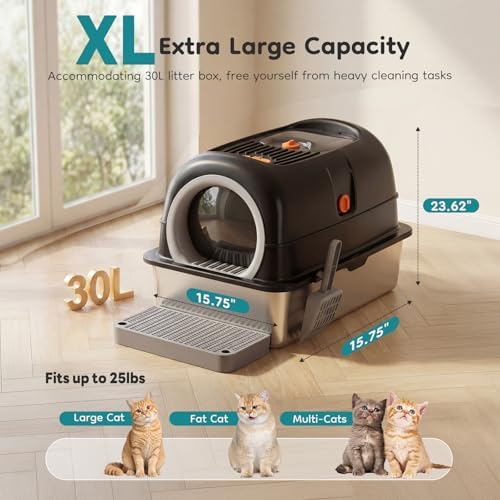 OLIXIS Stainless Steel Enclosed Litter Box - Image 6