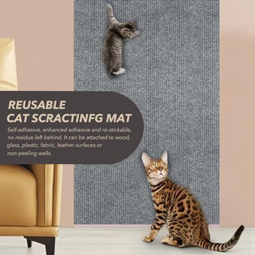 78.7"x15.8" Cat Scratch Furniture Protector, Self-Adhesive Scratch Mat Grey - Image 5