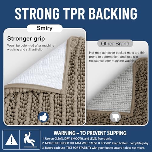 Smiry Bathroom Rugs 59X24, Extra Soft Rubber Backing Chenille Bath Mats - Image 3