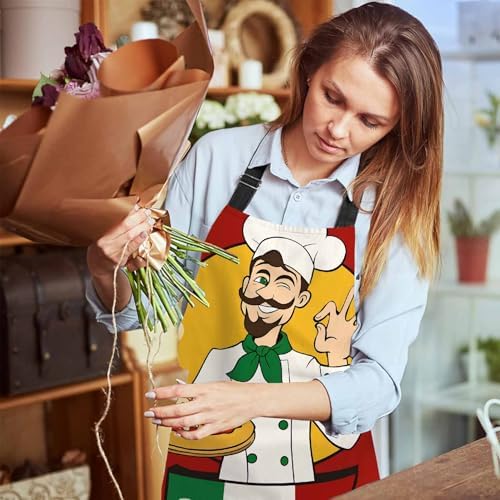 Cartoon Pizza Chef Apron for Women & Men, Adjustable Cooking Apron - Image 6