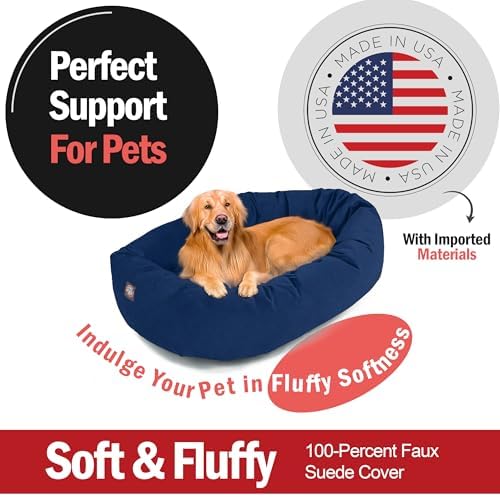 Majestic Pet 40 Inch Suede Calming Dog Bed Washable – Cozy Soft Round Dog Bed - Image 2