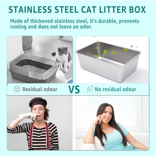 Stainless Steel Litter Box, XXL Metal Cat Litter Box - Image 2
