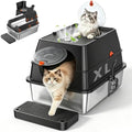 XL Enclosed Stainless Steel Litter Box by Unknown