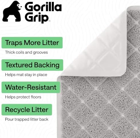 GORILLA GRIP Cat Litter Box Mat, Coiled Mesh Trapping Mats 47x35 Light Gray - Image 2