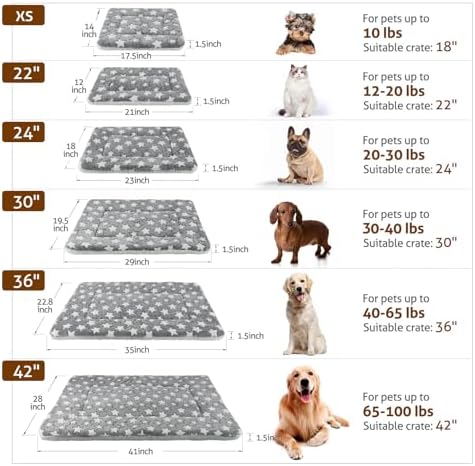 Mora Pets Dog Bed Crate Pad Ultra Soft Pet Mat Star Print 2 Pack 22 in Grey - Image 4