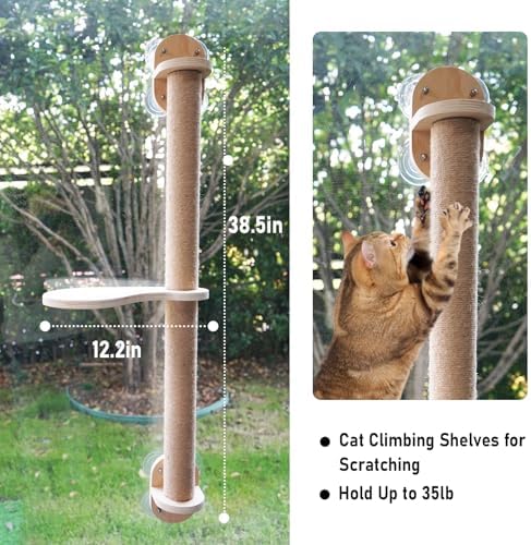 38.5in Scratching Post with Window Shelf Set - Image 3