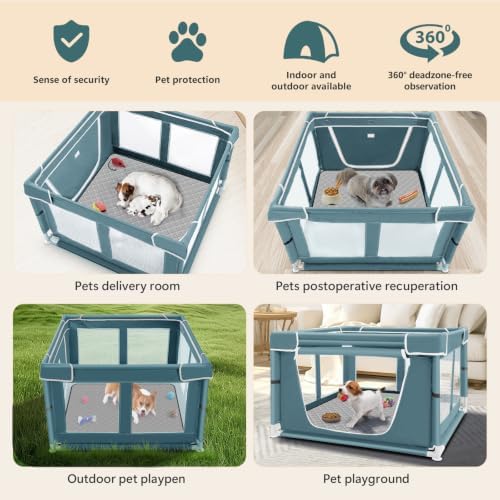 42 × 42 inch Dog Playpen with Pee Pad, Soft Puppy Playpen, 25 Height Pet Playpen - Image 5
