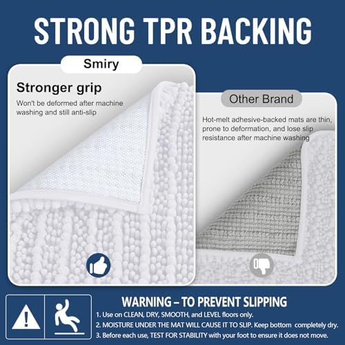 Smiry Bathroom Rugs 30X20, Extra Soft Rubber Backing Chenille Bath Mats - Image 3