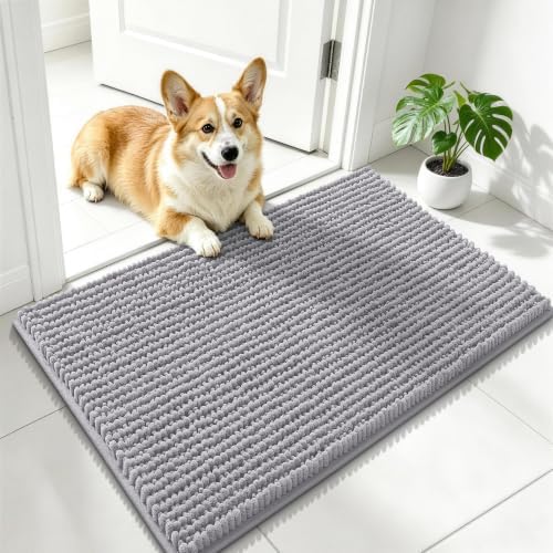Smiry Dog Door Mat for Muddy Paws 24x16, Ultra Absorbent Chenille Doormat by Smiry