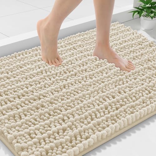Smiry Bathroom Rugs 36X24, Extra Soft Rubber Backing Chenille Bath Mats by Smiry