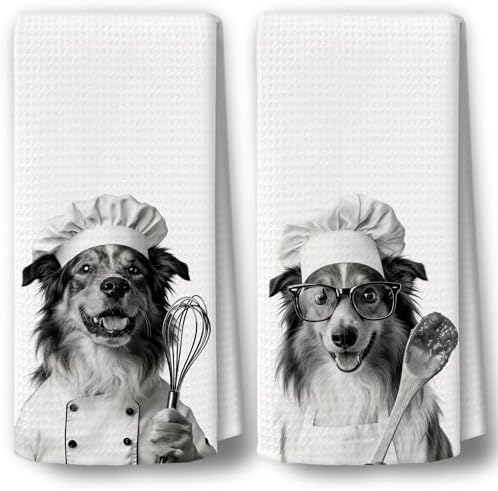 Dog Kitchen Towels Decor Set of 2 by BCUANGD