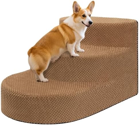 Dog Stairs 3 Steps Foam Pet Ramp by NECKORY