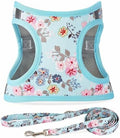 Step in Dog Harness Leash Set- All Weather Reflective No-Pull Floral Pattern by MOONPET