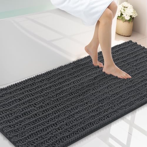Smiry Bathroom Rugs 59X24, Extra Soft Rubber Backing Chenille Bath Mats by Smiry