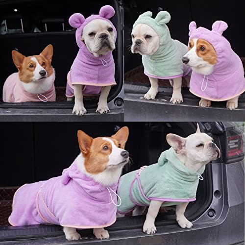 Dog Bathrobe, Microfiber Fast Drying Absorbent Hooded Bath Towel - Image 5