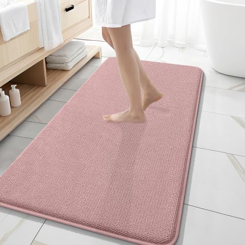 OLANLY Memory Foam Bathroom Runner Rugs 47x20, Long Bath Mats, Dusty Rose by OLANLY