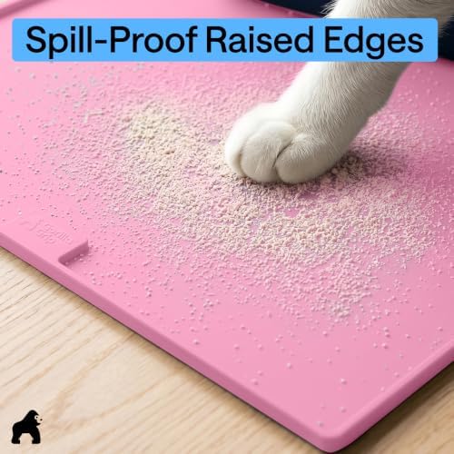 GORILLA GRIP Cat Litter Box Mat, Easy Clean Silicone Mats, 30x24 Pink - Image 4