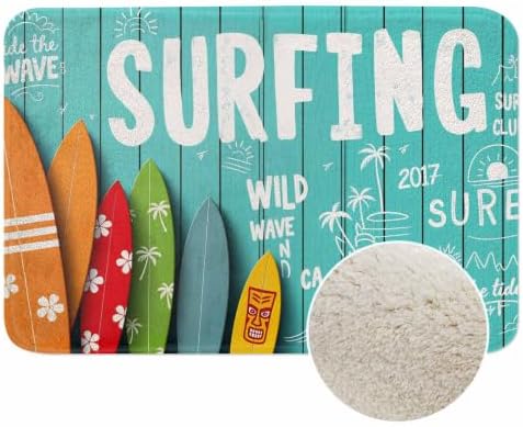 Surfing Vintage Style Bath Mats by Unknown