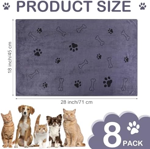Chumia 8 Pcs Dog Towel for Drying, 18 x 28 Inch, Dog Paw and Bone - Image 2