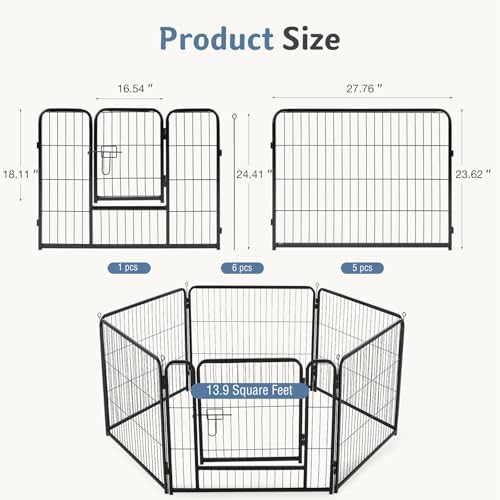 DUMOS Dog Playpen 24 Inch 6 Panels Indoor Outdoor Metal Pet Fence - Image 5