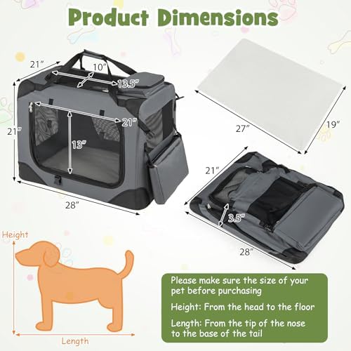 Giantex Collapsible Soft Dog Crate, 28 Inch Portable Travel Dog Kennel - Image 4