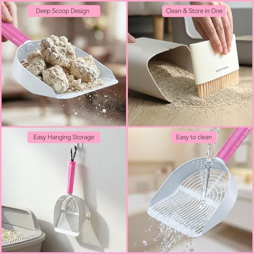 Cat Litter Scoop with Holder, 3 in 1 Metal Kitty Scooper - Image 6