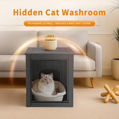 Cat Litter Box Enclosure, Plastic Hidden Litter Box Side Table - Image 2