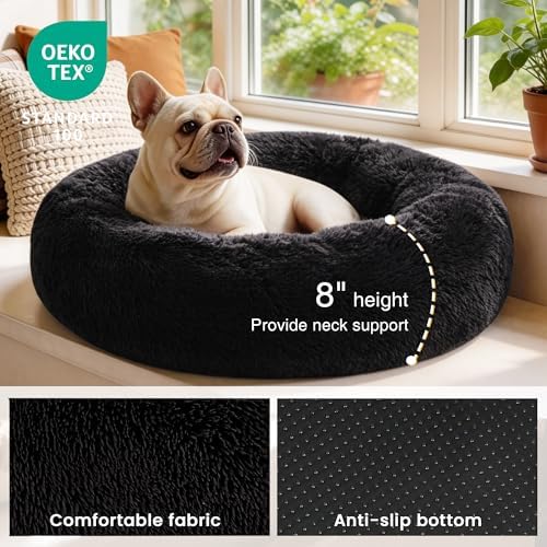 Love's cabin Calming Cat Bed for Indoor Cats, Anti-Anxiety Donut Round Dog Bed - Image 3