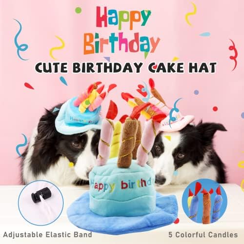 lilfrd 9Pcs Blue Dog Birthday Toy Set, Squeaky Hat Bandana Gift - Image 4