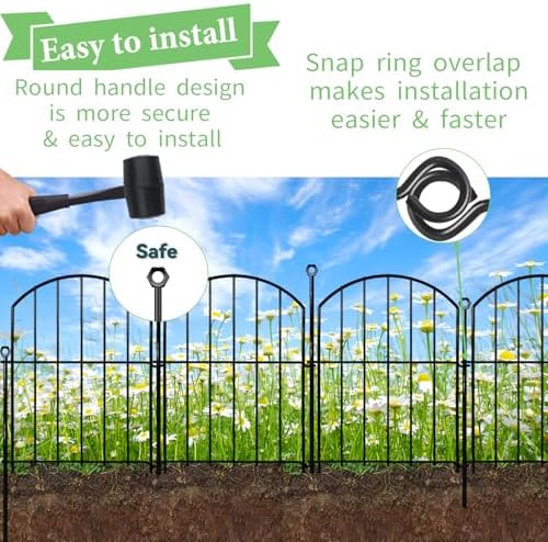 Decorative Garden Fence 17in x10ft, 10 Pack Rustproof Metal No Dig Fence Animal - Image 4