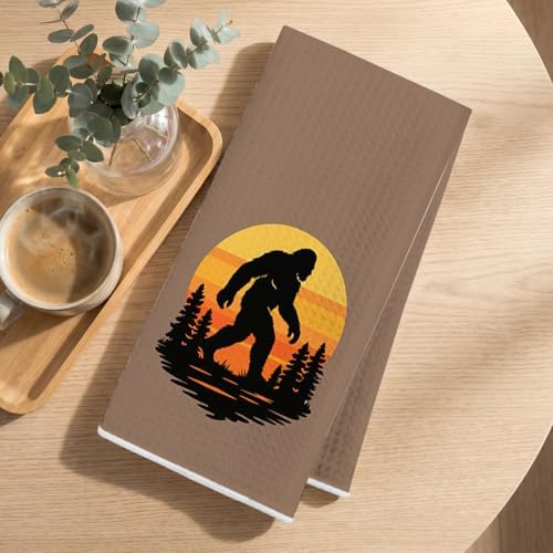 4 Pcs Bigfoot Hand Towels 24x14 Inch, Funny Big Foot Sasquatch Gifts - Image 3