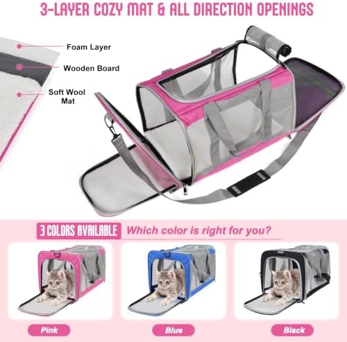 Pet Carrier for Large Cats of 20 Lbs, Collapsible Carrier Bag for Big Cat or 2 - Image 3