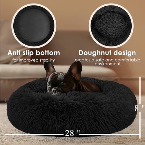 28in Large Dog Bed, Calming Donut Bed - Image 3