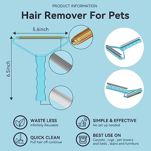 Pet Hair Remover 3-Pack, Dog Cat Fur Tool, Portable Carpet Scraper - Image 3