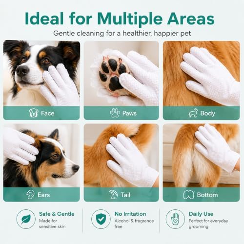 6PCS Dog Cat Grooming Wipes Glove, Waterless Pet Cleaning - Image 2